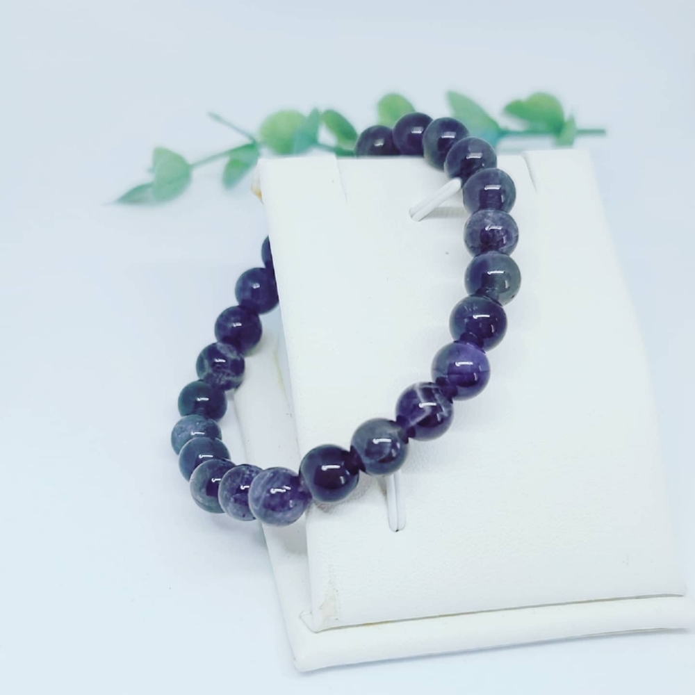 Amethyst beaded bracelet/ 8 mn/ Dark purple